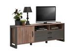 Carryhome Tv-Element , Kieferfarben, Dunkelgrau , Kunststoff , Betonoptik , 1 Fächer , 2 Schubladen , 189.5x67.8x43.1 cm , Wohnzimmer, TV Möbel, Lowboards