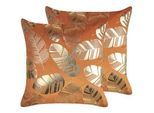 Beliani Dekokissen 2er-Set Orange 45/45 cm Sunflower , Textil , 45x45 cm , Heimtextilien, Wohntextilien, Kissen, Zierkissen