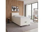 Boxbett Vida ca. 90x200 cm Elfenbein mit Topper