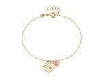 Armband LUIGI MERANO "mit Herz, Schlüssel & Quaste, Gold 375", gold, Armbänder, Damen, 18cm, Gelbgold 375, Armband