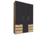 Drehtürenschrank Level 36A B: 150 cm Graphit/Eiche Dekor