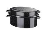 GSW Bräter , Schwarz , Metall , 13 l , oval , 42x20 cm , ISO 9001 , backofengeeignet,hitzebeständige Griffe, backofengeeignet, kratzfest, rostfrei, geschmacksneutral, PFOA-frei, PTFE-frei, energiesparend, Deckel hitzebeständig, PFAS-frei , Kochgeschirr, Töpfe, Bräter