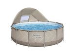Bestway Pool , Dunkelgrau , Metall, Kunststoff, Glas , Holzoptik , 107 cm , RoHS , Freizeit & Co, Pools & Wasserspaß, Pools