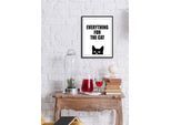queence Bild "EVERYTHING FOR THE CAT" Humor Katze Katzenbilder Schriftzug Schwarz-Weiss Sprüche & Texte 1 Stk. tlg. HD Premium Poster-Druck inkl. Holzrahmen