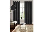 Vorhang BRUNO BANANI "Lagan" Gr. 4, schwarz, B:140cm H:245cm, Polyester, Polyester, Gardinen, Vorhang, 2-er Set, gewebt, Microfaser, versch. Grössen, einfarbig, Bestseller