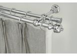 Gardinenstange GARESA "ANDREA", grau (chromfarben), L:360cm Ø:20mm, Metall, Gardinenstangen, Gardinenstange, Vorhanggarnitur, verlängerbar, Endknopf Profil klein, mit Ringen