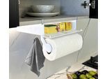 Küchenrollenhalter BISCHOF, weiss (weiß), B:30cm H:17,5cm L:34,5cm, Kunststoff, Küchenrollenhalter, Küchenrollenhalter, Ablage mit Sichtschutz durch Klappe