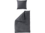 Bettwäsche BIERBAUM "Chic Uni", grau (dunkelgrau), B/L: 200cm x 200cm, 1 Stk., 2 Stk., Seersucker, B/L: 80cm x 80cm & 80cm x 80cm, 2 Stk., Seersucker, Obermaterial: 100% Baumwolle, Bettwäsche, Bettwäsche, Schickes Unidesign: Modern und elegant für jedes Schlafzimmer