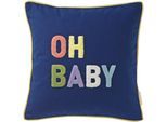 Kissenbezüge TOM TAILOR HOME "Baby", blau (dunkelblau, navy), B:45cm L:45cm, Polyester, Obermaterial: 65% Polyester, 35% Baumwolle, Kissenbezüge, Kissenbezüge, mit modernem Schriftzug