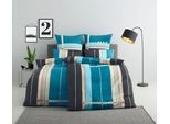 Bettwäsche H.I.S "Golfi in Gr. 135x200 oder 155x220 cm", blau, B/L: 135cm x 200cm, 1 Stk., 1 Stk., Biber, B/L: 80cm x 80cm, 2, Biber, Obermaterial: 100% Baumwolle, Bettwäsche, Bettwäsche, Bettwäsche aus Baumwolle, sportliche Bettwäsche mit Streifen