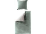 Wendebettwäsche BIERBAUM "Modern Uni in Gr. 135x200 oder 155x220 cm", grün (lind), B/L: 135cm x 200cm, 1 Stk., 1 Stk., Renforcé, B/L: 80cm x 80cm, 2 Stk., Renforcé, Obermaterial: 100% Baumwolle, Bettwäsche, Wendebettwäsche, Modernes Unidesign: Schlichte, elegante Optik für jedes Schlafzimmer