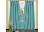 Vorhang WECKBRODT "Sento" Gr. 1, blau (türkis), B:135cm H:150cm, Baumwolle, Polyester, Gardinen, Vorhang, Baumwolle, blickdicht, matte Struktur, unifarben, Gardine, Store