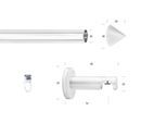 Gardinenstange GARESA "WHITE", weiss (weiß), L:140cm Ø:20mm, Eisen, Gardinenstangen, Gardinenstange, Vorhanggarnitur, Innenlauf, verlängerbar, Wandmontage, Endknopf Spitze