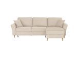 Carryhome Ecksofa, Creme, Holz, Eiche, massiv, 3-Sitzer, Füllung: Polyurethan (PUR),Polyurethan (Pur), Ottomane rechts, seitenverkehrt montierbar, L-Form, 265x159 cm, Liegefunktion, Schlafen auf Sitzhöhe, Rücken echt, haustierfreundlicher Bezug, Wohnzimmer, Sofas & Couches, Wohnlandschaften, Ecksofas