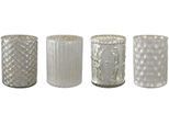 Creativ deco Windlicht mit unterschiedlich strukturierten Oberflächen, 4er Set, H: ca. 10 cm