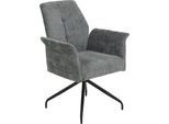 Esszimmerstuhl HELA "VIKTORIA", grau (hellgrau, schwarz, schwarz), B:74cm H:49cm T:47cm, 100% Polyester, Stühle, Esszimmerstuhl, Komfortsitz mit Federkern, 360 Grad drehbar, Armlehnenstuhl