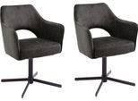 Esszimmerstuhl MCA FURNITURE "Valetta", grau (anthrazit, metall schwarz matt lackiert), B:64cm H:85cm T:61cm, 100% Polyester, Stühle, Esszimmerstuhl, 2 er Set, 360 drehbar, Taschenfederkern, belastbar 120 kg