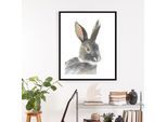 queence Bild »Alexo« Hase Hasen Haustiere Kunst 1 Stk. tlg. mit Rahmen, schwarz