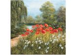 Artland Wandbild "Mohnwiese am See" Blumenwiese 1 Stk. tlg. als Alubild, Outdoorbild, Leinwandbild, Poster in verschied. Grössen