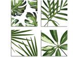 Leinwandbild ARTLAND "Blätter", grün (farbe bild(er): grün), B:30cm H:30cm, Leinwand, MDF, Bilder, Leinwandbild, 4er Set, verschiedene Grössen