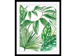 Bild QUEENCE "Stechpalmen", grün (farbe rahmen: schwarz, farbe bild(er): grün), B:40cm H:50cm, Acrylglas, Holz, Papier, Bilder, Bild, HD Premium Poster-Druck inkl. Holzrahmen
