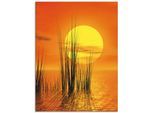 Glasbild ARTLAND "Sonnenuntergang mit Schilf", orange (farbe bild(er): orange), B:45cm H:60cm, Bilder, Glasbild, in verschiedenen Grössen