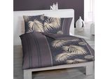 Bettbezug HOME FASHION "Palms B", bunt (mauve, marine, goldfarben), B:160cm L:210cm, Seersucker, Obermaterial: 100% Baumwolle, Bettbezüge, Bettbezug, verdeckter Reissverschluss