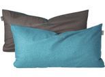 Kissenhüllen SCHIESSER "Doubleface aus weicher Baumwolle mit edlem Melangeeffekt in Wendeoptik", blau (türkis, dunkelgrau), B:40cm L:80cm, Renforcé, Renforcé, Kissenbezüge, Kissenhüllen, Made in Green