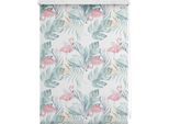 LICHTBLICK ORIGINAL Seitenzugrollo "Rollo Klemmfix, ohne Bohren, blickdicht, Flamingo - Rosa Grün" blickdicht Blendschutz Sichtschutz freihängend