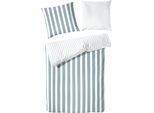 Wendebettwäsche PRIMERA "Delf", blau (aquamarin), B/L: 200cm x 200cm, 1 Stk., 2 Stk., Perkal, B/L: 80cm x 80cm & 80cm x 80cm, 3 Stk., Perkal, Obermaterial: 100% Baumwolle, Bettwäsche, Wendebettwäsche, mit Streifen