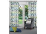 Vorhang WIRTH "Berlare" Gr. 3, blau, B:132cm H:225cm, Jacquard, Baumwolle, Polyester, Gardinen, Vorhang