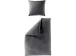 Bettwäsche BIERBAUM "Elegant uni", grau (grafit), B/L: 240cm x 220cm, 1 Stk., 2 Stk., Mako-Satin, B/L: 80cm x 40cm & 80cm x 40cm, 3 Stk., Mako-Satin, Obermaterial: 100% Baumwolle, Bettwäsche, Bettwäsche, Mako-Satin, 100 % Baumwolle, Uni, pflegeleicht