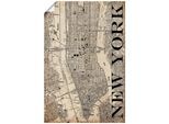 Wandbild ARTLAND "New York Karte Strassen Karte Grunge", beige (farbe bild(er): naturfarben), B:40cm H:60cm T:0,1cm, Papier, Bilder, Wandbild, als Leinwandbild, Poster in verschied. Grössen