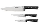 Messer-Set TEFAL "Ice Force 3-teilig", schwarz, Edelstahl, Kochmesser-Sets, Messer-Set