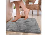 Paco Home Badematte »Corby 256, Memory-Schaum Effekt« Höhe 13 mm rutschhemmend beschichtet fussbodenheizungsgeeignet Badteppich, Uni Farben, Motiv Steine, Hoch-Tief Effekt
