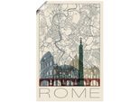 Artland Poster »Retro Karte Rom Italien und Skyline« Italien 1 Stk. tlg. als Alubild, Leinwandbild, Wandaufkleber oder Poster in versch. Grössen