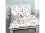 Bettbezug HOME FASHION "Blumen", bunt, B:160cm L:210cm, Seersucker, Obermaterial: 100% Baumwolle, Bettbezüge, Bettbezug, verdeckter Reissverschluss