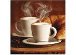 Artland Glasbild »Dampfender Cappuccino und Croissant« Getränke 1 Stk. tlg. in verschiedenen Grössen