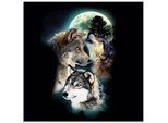 Glasbild ARTLAND "Phantasie Wolf Wölfe mit Mond", schwarz (farbe bild(er): schwarz), B:50cm H:50cm, Bilder, Glasbild, in verschiedenen Grössen