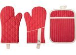 Topfhandschuhe STUCO "gestreift", rot (rot, natur), Baumwolle, Polyester, Topflappen, Topfhandschuhe