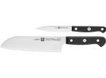 Kochmesser ZWILLING "Gourmet 2-teilig, 42 cm", schwarz (silberfarben, schwarz), Edelstahl, Stahl, Kochmesser, Kochmesser