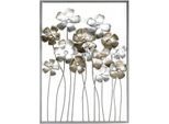 Wanddekoobjekt GILDE "Wandrelief Fleurs, braun/champagnerfarben", silber (silberfarben), B:58cm H:80cm T:3cm, Metall, Wanddekoobjekte, Wanddekoobjekt, Wanddeko, aus Metall, Blumen, dekorativ im Esszimmer & Wohnzimmer