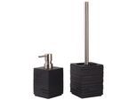 Sanilo Badaccessoire-Set »Calero Black« bestehend aus Seifenspender und WC-Bürste, geriffelt