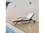 vidaXL Sonnenliege mit Polster & Rollen Poly Rattan Braun