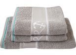Handtuch DYCKHOFF "Maritim, Voyage", grau (kiesel), B:50cm L:100cm, Frottier, Obermaterial: 100% Baumwolle, Handtücher