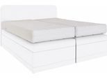 Boxspringbett, weiß, B:195cm L:212cm, Box und Kopfteil: Microvelours (100% Polyester) oder Kunstleder (Polyurethan);Bezug der Obermatratze: 100% Polyester, WESTFALIA SCHLAFKOMFORT, Komplettbetten, Boxspringbett, wahlweise mit Bettkasten