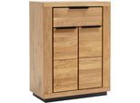 Schuhschrank MCA LIVING "Greno Kommode", braun (eichenfarben), B:80cm H:105,5cm T:40cm, Holzwerkstoff, Massivholz, Schränke, Schuhschrank, 2 Holztüren, 1 Schubkasten, FSC-Mix