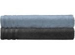 Duschtücher KLEINE WOLKE "Royal, 2 Stück oder 4 Stück (70/140 cm)", blau (stahlblau, dunkelgrau), B:70cm L:140cm, Frottier, Baumwolle, Handtücher, Uni Farben, mit Bordüre, weich, in verschiedenen Sets erhältlich