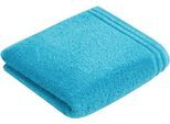 Badetuch VOSSEN "Calypso Feeling", blau (turquoise), B:60cm L:110cm, Walkfrottee, Obermaterial: 100% Baumwolle, Handtücher, Badetuch, mit schmaler Bordüre, aus 100% hochwerter Baumwolle, Vegan, einfarbig