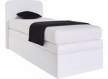 Boxspringbett, weiß, B:105cm L:212cm, Box und Kopfteil: Microvelours (100% Polyester) oder Kunstleder (Polyurethan);Bezug der Obermatratze: 100% Polyester, WESTFALIA SCHLAFKOMFORT, Komplettbetten, Boxspringbett, wahlweise mit Bettkasten